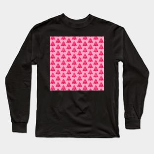 Christmas Tree Pattern Monochromatic Pink Long Sleeve T-Shirt